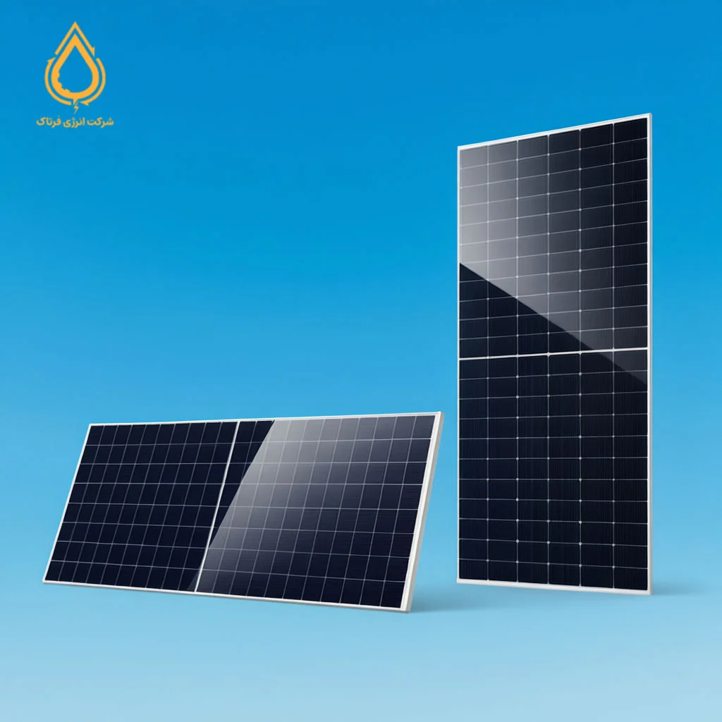تصویر از دو طرف پنل خورشیدی 615 وات بایفیشیال ترینا سولار