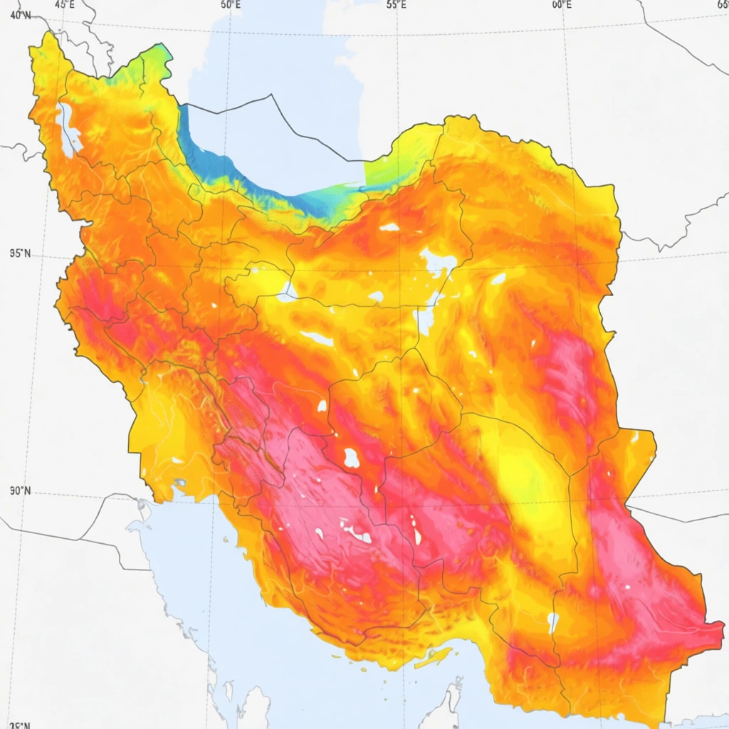 نقشه شدت تابش خورشید در ایران برای انتخاب محل احداث نیروگاه خورشیدی