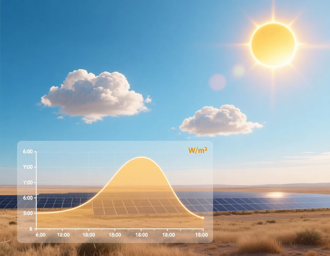 نمودار بررسی تابش خورشید در نیروگاه خورشیدی بیابانی